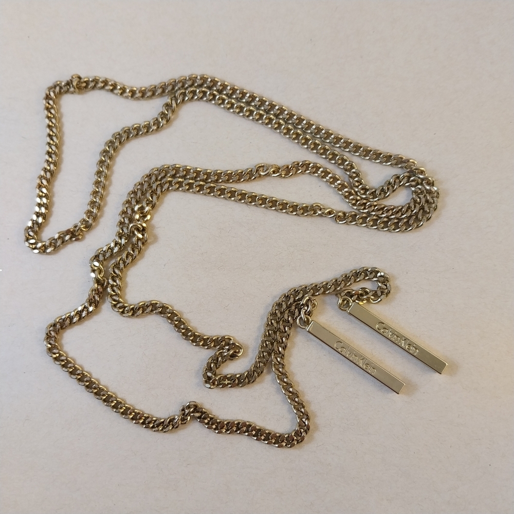 Calvin Klein Gold Double Chain Necklace - Picture 2 of 14